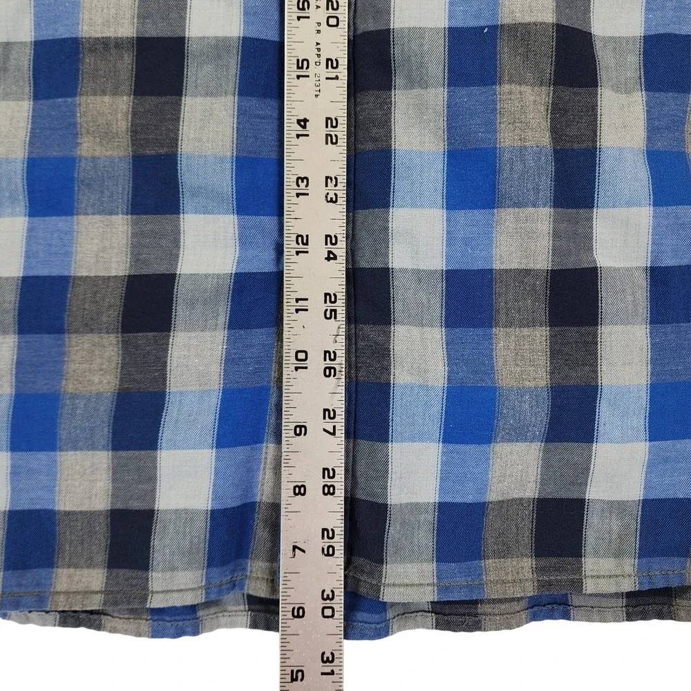 The North Face XL Blue Grey Plaid Button Down Shirt Long Sleeve Gorpcore Outdoor